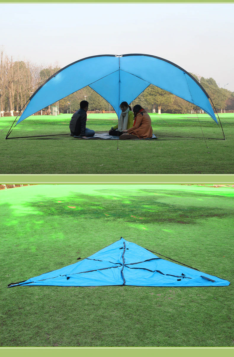Cheap Goat Tents Camping Picnic 4.8*4.8*4.8*2m 3Side Tent Sandy Beach Sunshade Waterproof Portable Fishing Canopy Gazebos Sun Shelter   